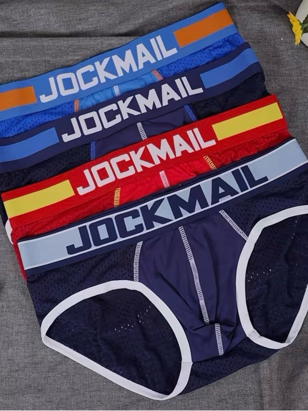 NWT JOCKMAIL 4 Pack Men’s M Mesh Brief Underwear Multicolor Breathable Stretch